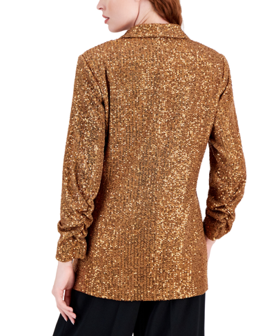 Shop Tahari Asl Women's Sequin Shawl-collar Blazer In Bronze