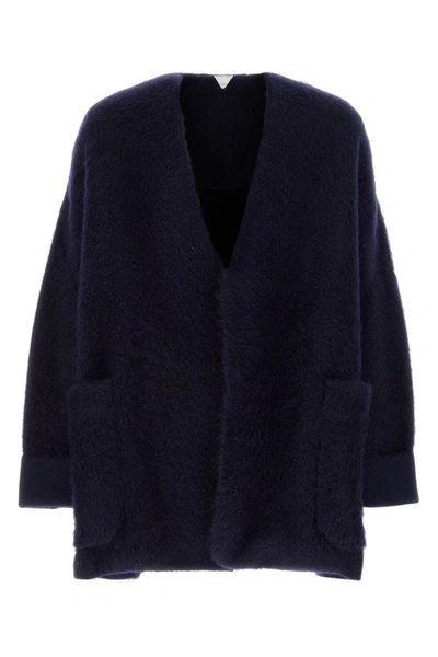 Bottega Veneta V-neck Oversize Wool Blend Cardigan In Blue