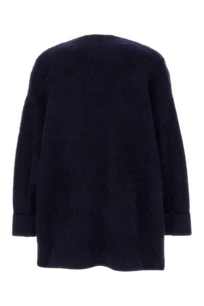 Bottega Veneta V-neck Oversize Wool Blend Cardigan In Blue