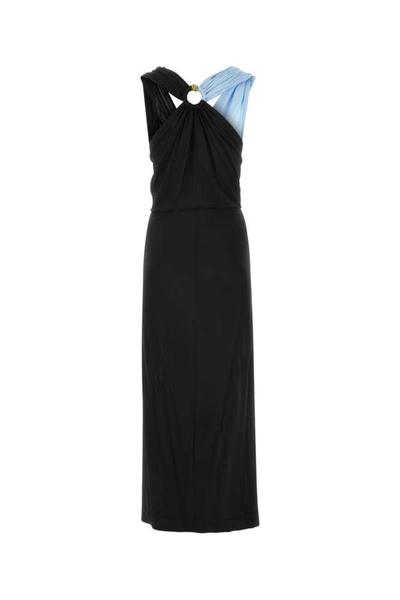 Shop Bottega Veneta Woman Black Viscose Dress In Multicolor