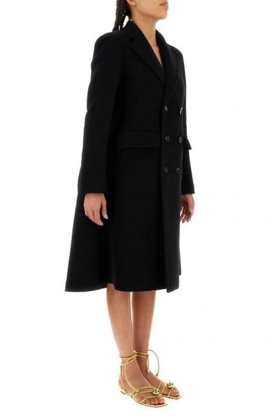 Shop Bottega Veneta Woman Black Wool Blend Cape Coat