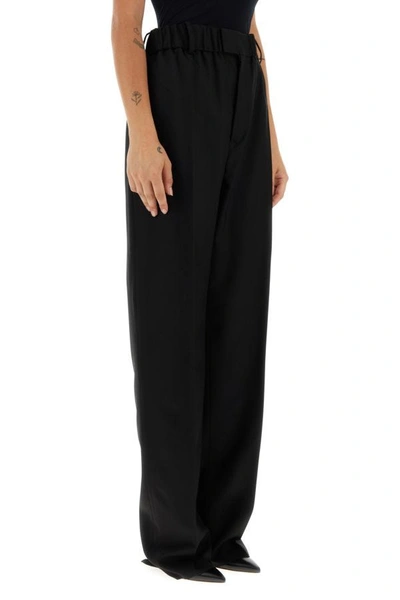Bottega Veneta Black Straight Trousers With Coulisse At Waistline In Wool Twill Woman In Black