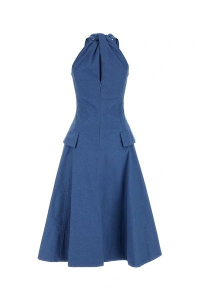 Shop Bottega Veneta Woman Cerulean Blue Cotton Dress