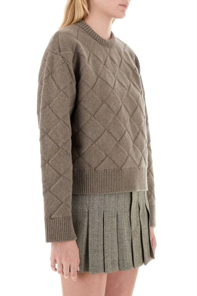 Shop Bottega Veneta Woman Dove Grey Stretch Wool Blend Sweater In Gray