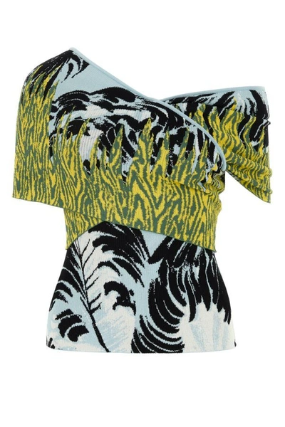 Shop Bottega Veneta Woman Embroidered Jacquard Top In Multicolor