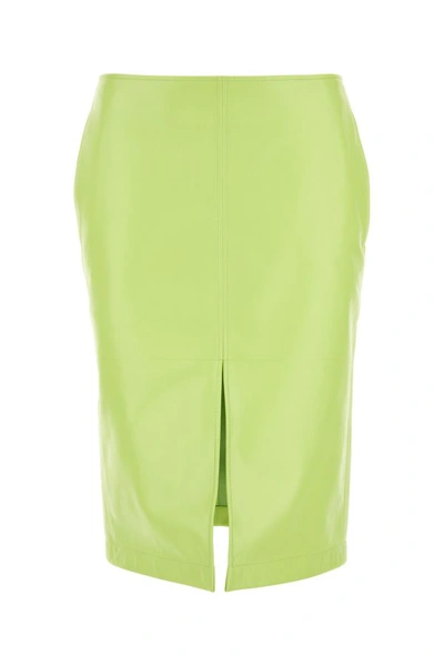 Shop Bottega Veneta Woman Fluo Yellow Shearling Skirt