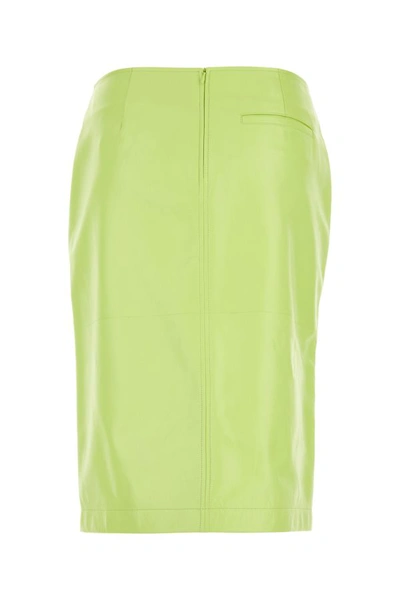 Shop Bottega Veneta Woman Fluo Yellow Shearling Skirt