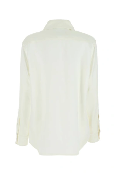 Shop Bottega Veneta Woman Ivory Satin Shirt In White