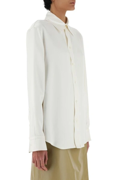 Shop Bottega Veneta Woman Ivory Satin Shirt In White