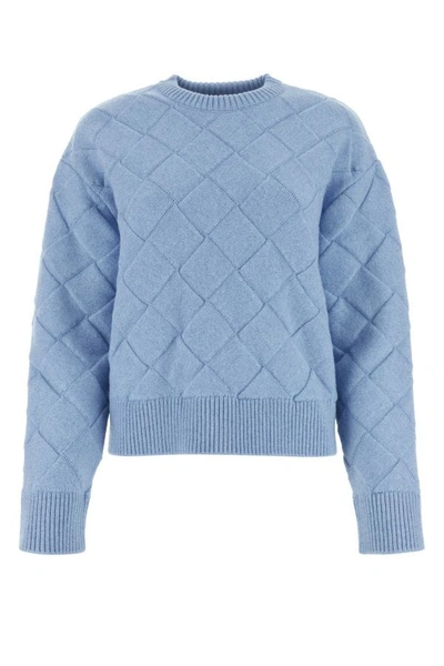 Shop Bottega Veneta Woman Light-blue Stretch Wool Blend Sweater