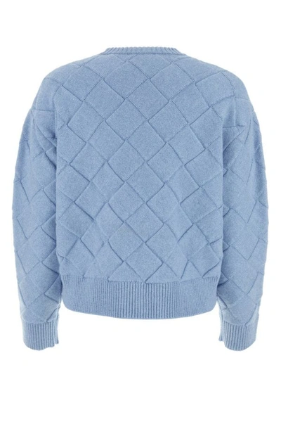 Shop Bottega Veneta Woman Light-blue Stretch Wool Blend Sweater