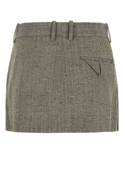 Shop Bottega Veneta Woman Melange Grey Viscose Blend Mini Skirt In Gray