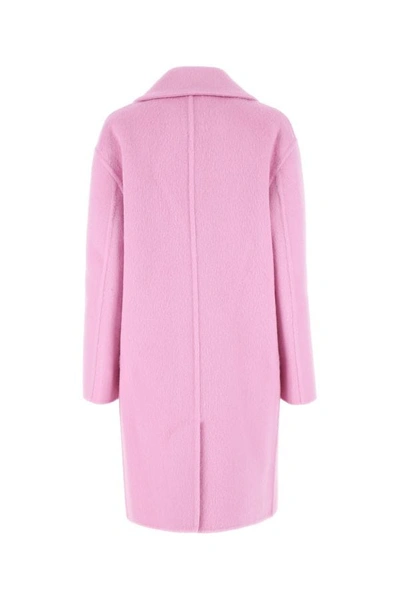 Shop Bottega Veneta Woman Pink Wool Blend Coat