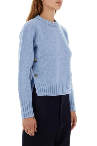 Shop Bottega Veneta Woman Powder Blue Wool Sweater