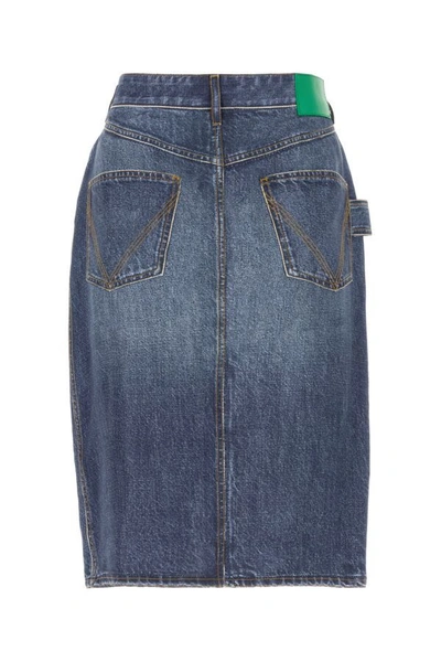 Bottega Veneta Denim Printed Silk And Viscose Midi Skirt In Multicolor