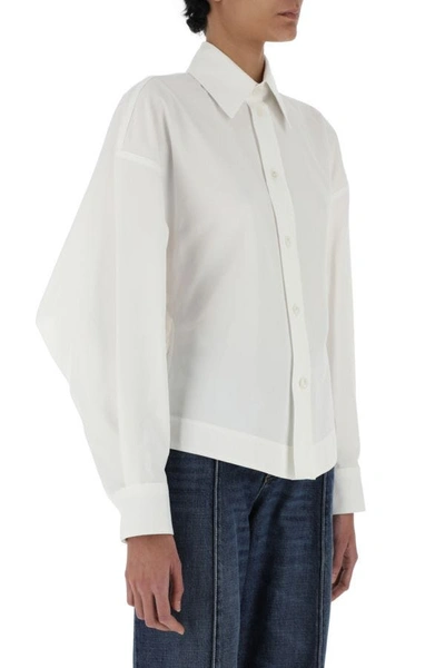 Shop Bottega Veneta Woman White Cotton Blend Shirt