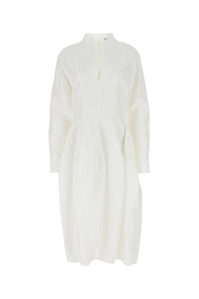 Bottega Veneta Viscose Blend Midi Dress In White