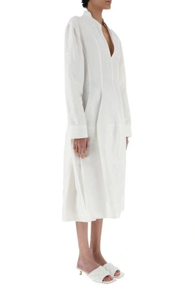 Bottega Veneta Viscose Blend Midi Dress In White