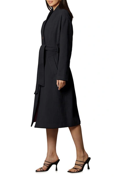 Shop Avec Les Filles Belted Overcoat In Black