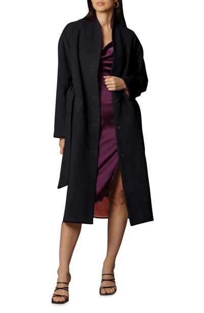 Shop Avec Les Filles Belted Overcoat In Black