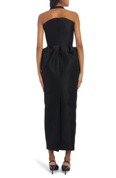 Shop Versace Halter Plunge Neck Midi Dress In Black