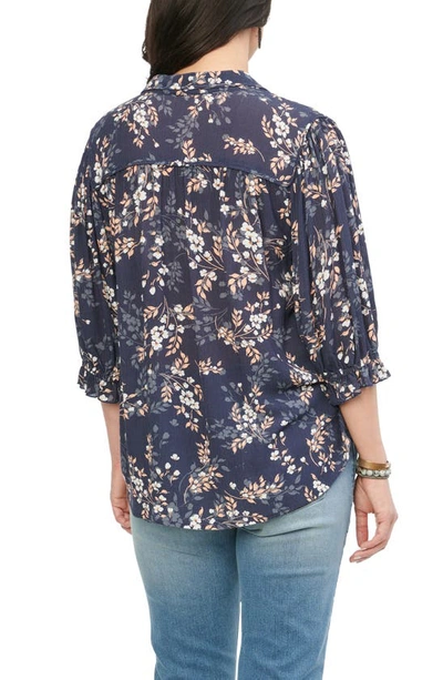 Wit & Wisdom Wit And Wisdom Floral Print Blouse In Osmu-outerspace/ Multi