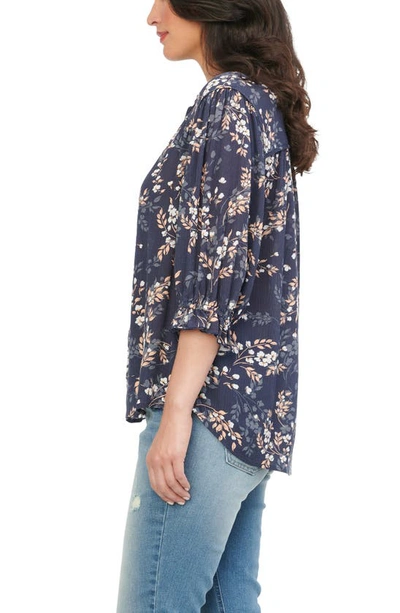 Wit & Wisdom Wit And Wisdom Floral Print Blouse In Osmu-outerspace/ Multi