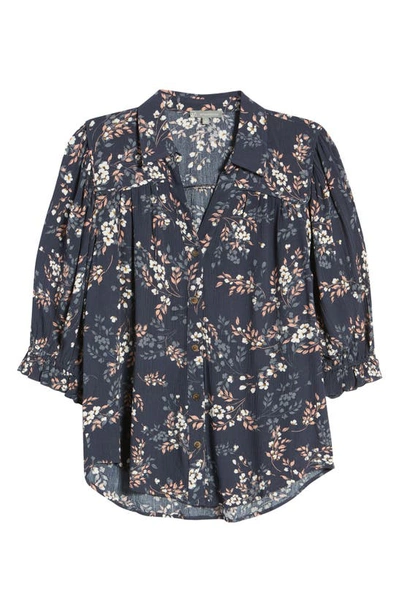 Wit & Wisdom Wit And Wisdom Floral Print Blouse In Osmu-outerspace/ Multi