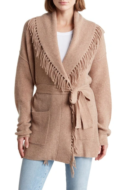 Shop 360cashmere Alissa Fringed Wool & Cashmere Cardigan In Vicuna