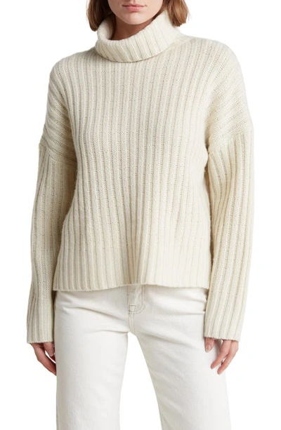 Shop 360cashmere Angelica Wool & Cashmere Ribbed Turtleneck Sweater In Antique White