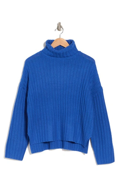 Shop 360cashmere Angelica Wool & Cashmere Ribbed Turtleneck Sweater In Cobalt