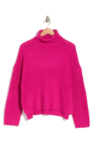 Shop 360cashmere Angelica Wool & Cashmere Ribbed Turtleneck Sweater In Magenta Pink