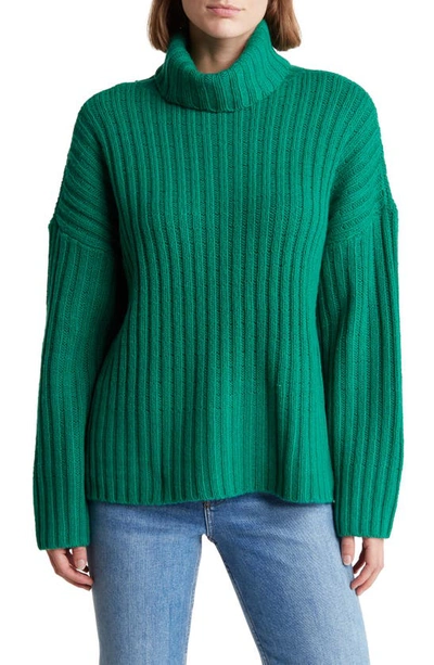 Shop 360cashmere Angelica Wool & Cashmere Ribbed Turtleneck Sweater In Jungle
