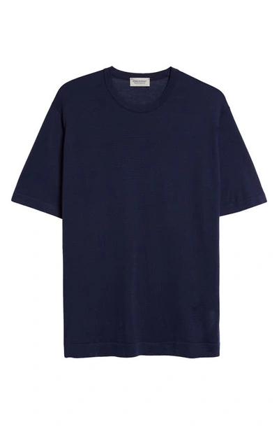 Shop John Smedley Lorca Crewneck T-shirt In French Navy