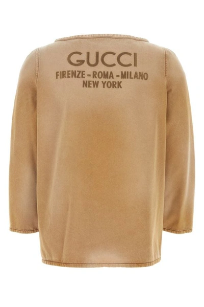 Shop Gucci Man Beige Cotton Oversize T-shirt In Brown
