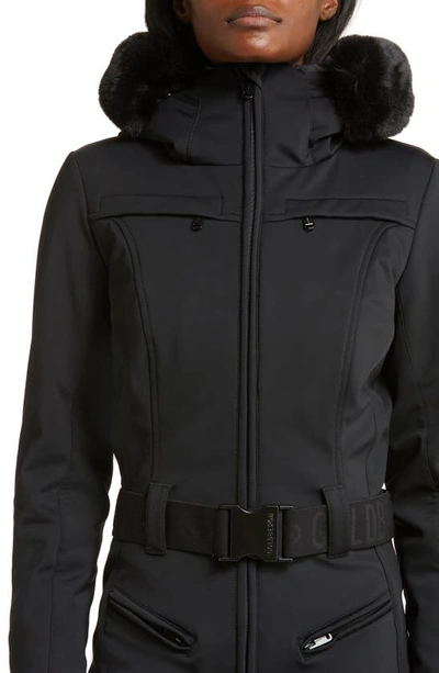 Shop Goldbergh Parry Waterproof Snowsuit With Faux Fur Trim In Black