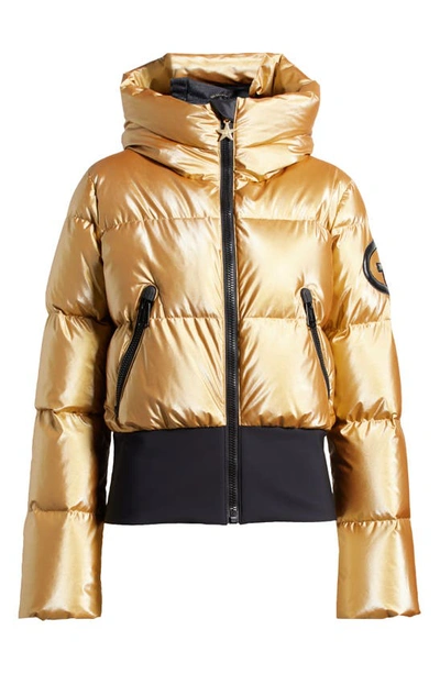 Shop Goldbergh Bombardino Hooded Waterproof Down Puffer Jacket In Gold