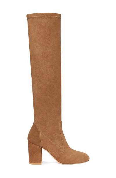 Shop Stuart Weitzman Yuliana Knee High Slouch Boot In Camel Leather