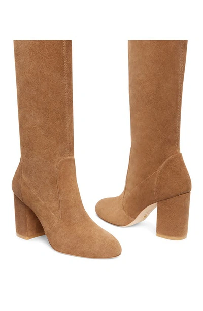 Shop Stuart Weitzman Yuliana Knee High Slouch Boot In Camel Leather