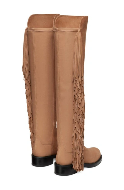 Shop Stuart Weitzman 5050 Bold Fringe Over The Knee Boot In Camel Leather
