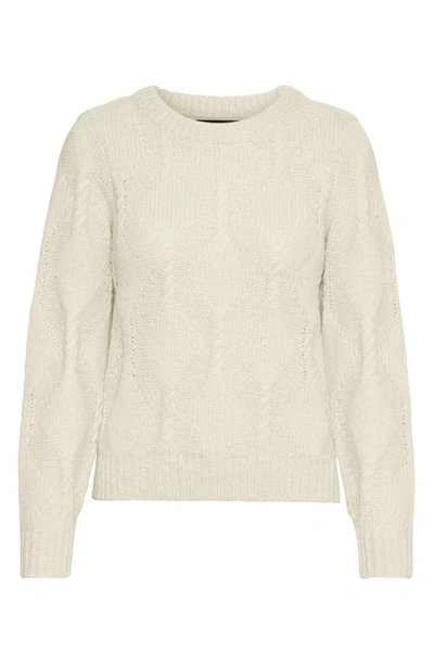 Shop Vero Moda Cable Stitch Crewneck Sweater In Birch