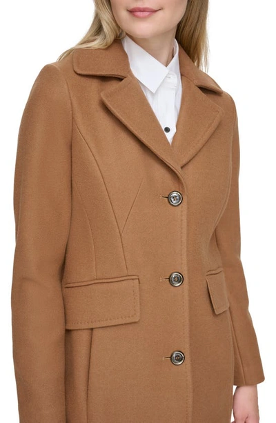 Shop Karl Lagerfeld Tailored Pickstitch Wool Blend Coat In Camel