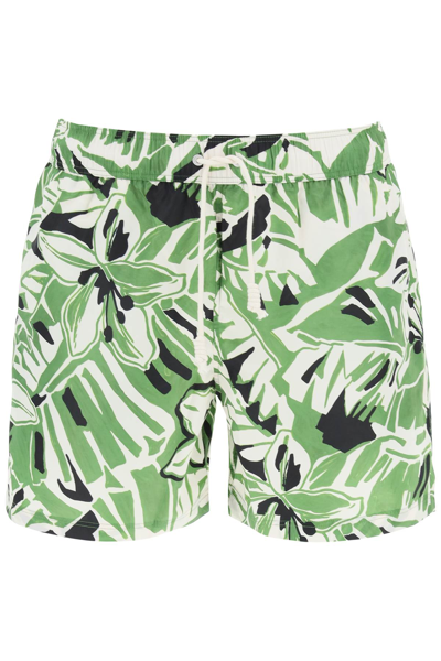 Shop Palm Angels Swimtrunks With Hibiscus Print Men In Multicolor
