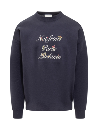 Shop Drôle De Monsieur Slogan Sweater In Navy