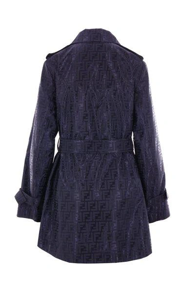 Shop Fendi Ff Jacquard Belted-waist Trench Coat