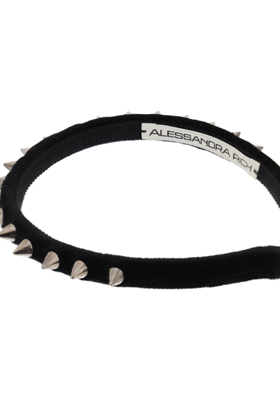 Shop Alessandra Rich Velvet Headband With Spike In Black (black)