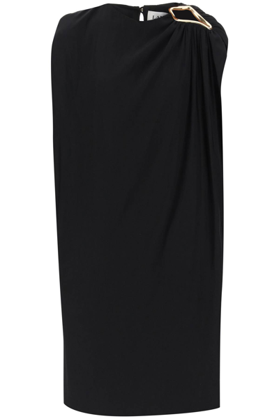 Shop Lanvin Draped Midi Dress In Black (black)