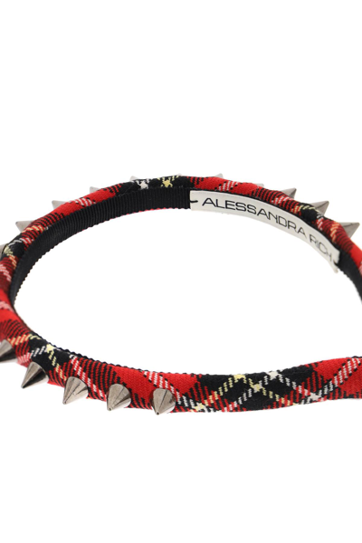 Shop Alessandra Rich Tartan Headband With Spike In Red Black (red)