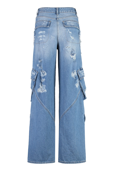 Shop Elisabetta Franchi Wide-leg Jeans In Denim