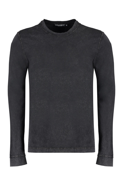 Shop Dolce & Gabbana Long Sleeve Cotton T-shirt In Black